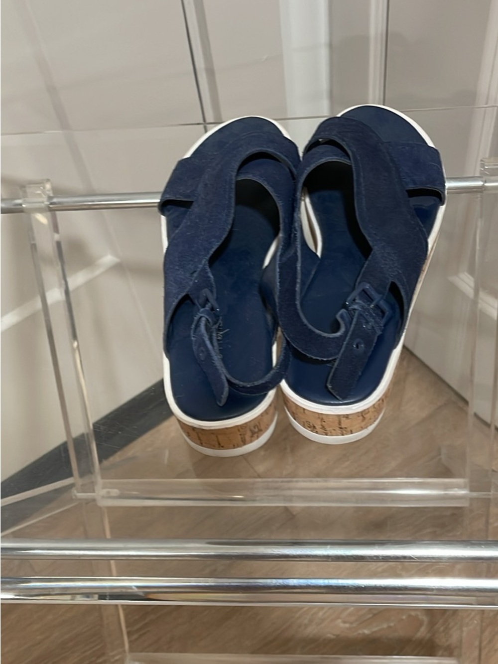Marc Fisher Navy Crisscross Slingback Platform Sandals - Picture 3 of 5
